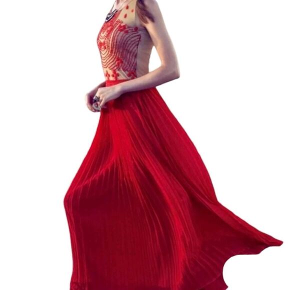 Anthropologie Rina Dhaki Rubied Dusk Dress Formal Boho Embroidered Size 4 - Picture 2 of 10